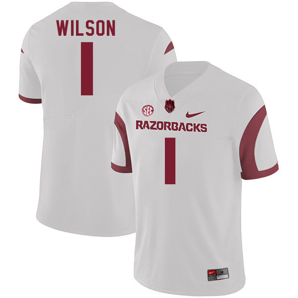 Men #1 Jaedon Wilson Arkansas Razorbacks College Football Jerseys Stitched-White